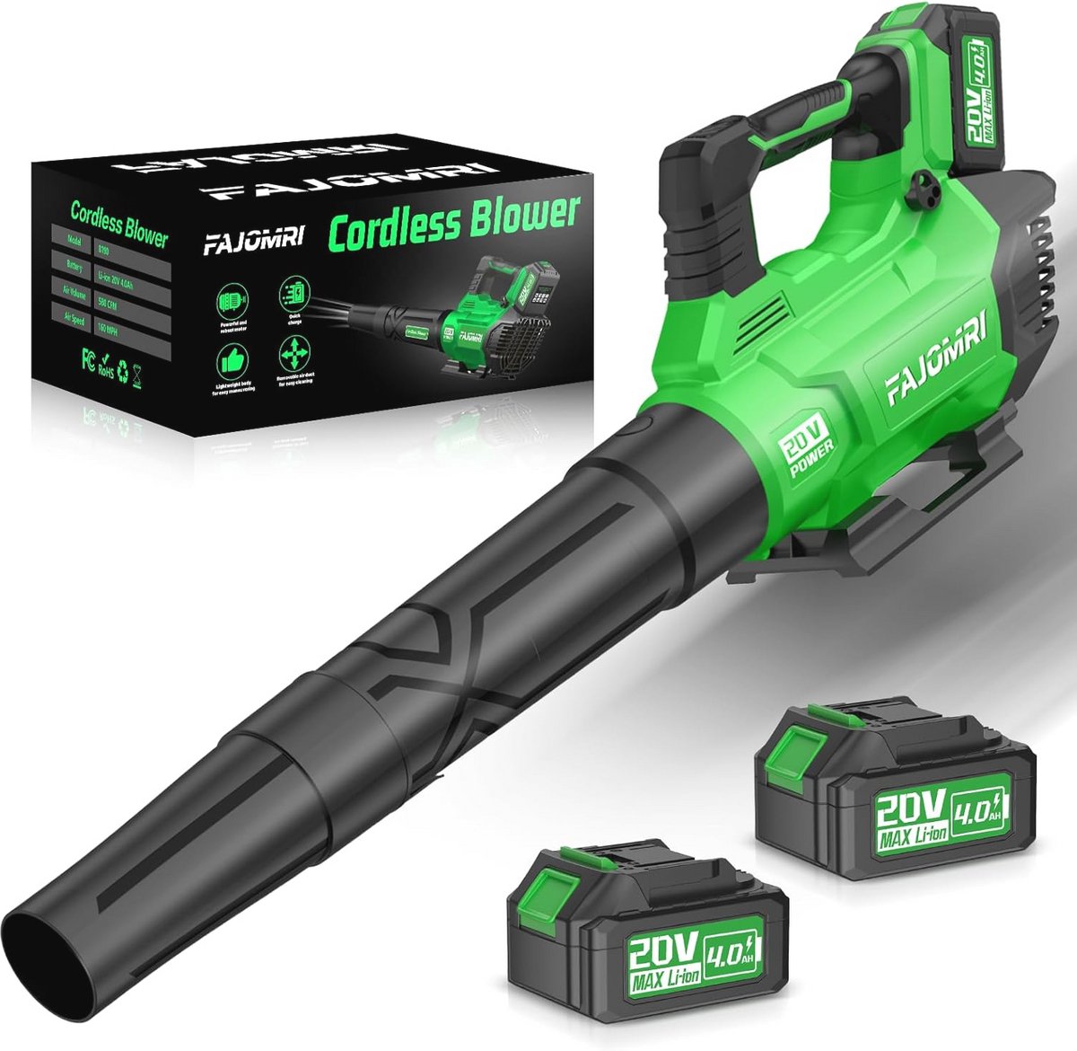 Elektrische Bladblazer 580 CFM met Accu en Oplader - 3 Snelheidsmodi voor Tuin en Gazononderhoud