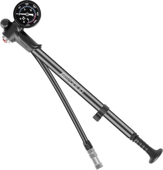ROCKBROS Bicycle Pump for Fork, Tyres and Dampers, High Pressure 300 PSI Air Pump with Pressure Gauge Damper Pump Schrader and Presta Valve for Mountain Bikes and Road Bikes