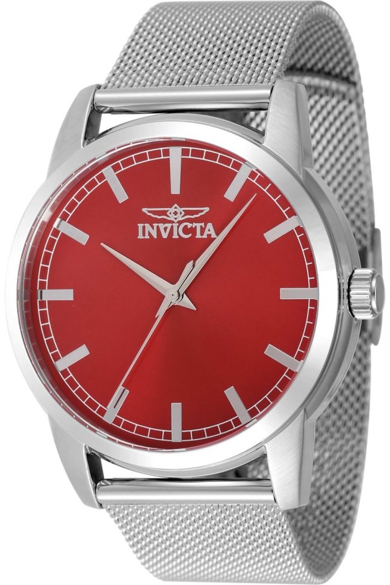 Invicta Celestial 48509 Heren Horloge - Waterdicht - Analoog - Quartz Uurwerk - Roestvrij Staal met rode Wijzerplaat - 43mm