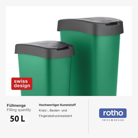 Rotho Albula 50L Wasmand Met Deksel - Stapelbaar En Modulair Sorteersysteem (Antraciet)