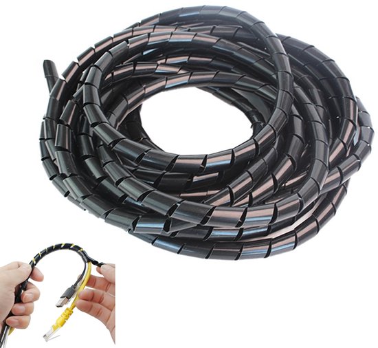 GTIWUNG Kabelslang, kabelspiraal, spiraalband, kabelbescherming, flexibele spiraalslang, kabelorganisatie, zwart, 5 m x 16 mm