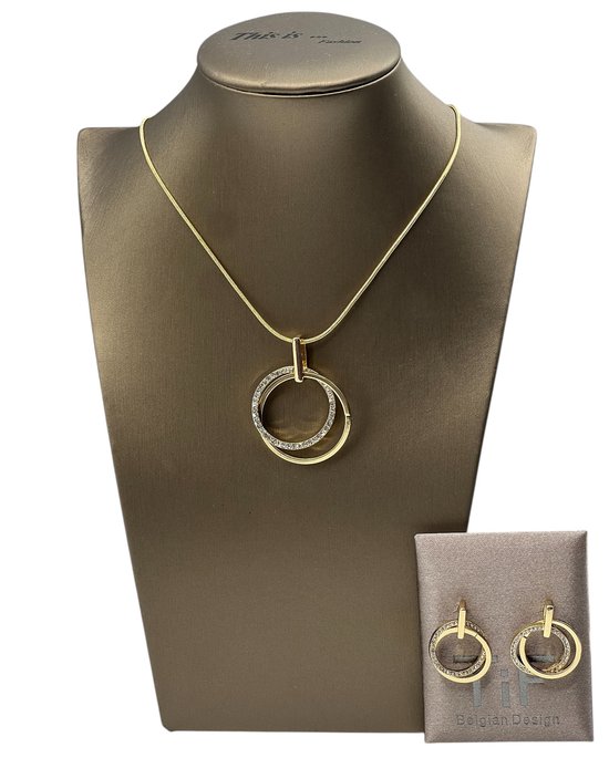 TIF - Bijoux - Parure pour femme - Collier - Boucles d’oreilles - Doré - 45 cm