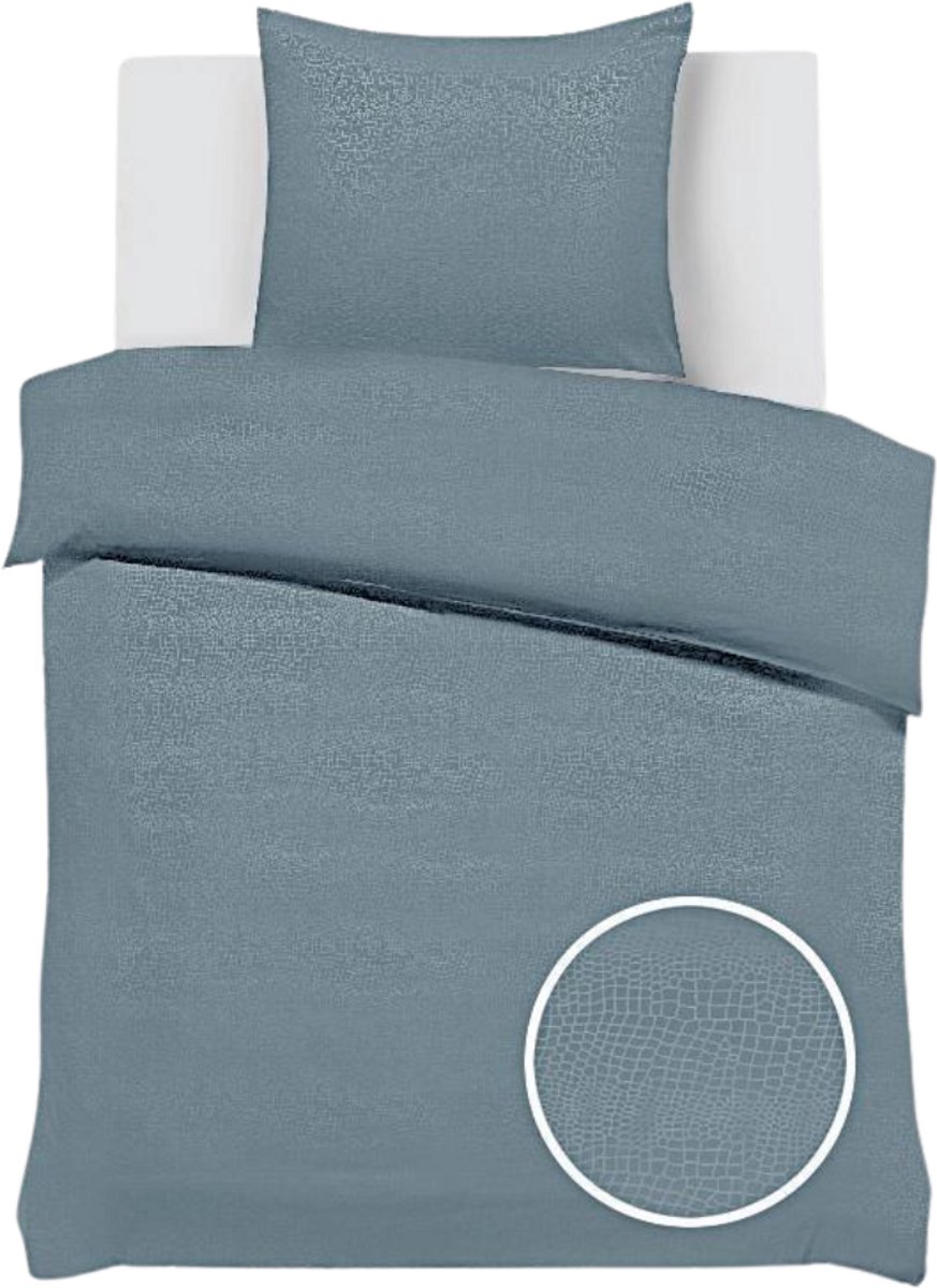 SweetSleeping Dekbedovertrek Croco - Modern - 140 x 220cm + 1 kussensloop 60x70cm - Oceaan grijs - 100% Zijdezacht Micropercal - Strijkvrij - Krimpvrij
