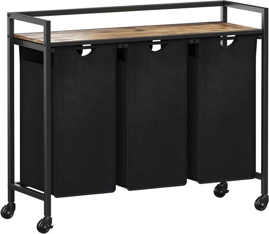 Lifewit Wasmand 3 Gedeeltes, 120 L Wasmand met Legplank