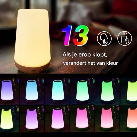Baby Nachtlampje - Dimbaar Touch Lamp - Oplaadbaar Draagbaar Nachlicht - 13 RGB Kleuren 5 Helderheden - Voor Slaapkamer Kinderkamer Badkamer - Wit - 1 Stuk van Aulaya — afbeelding 2
