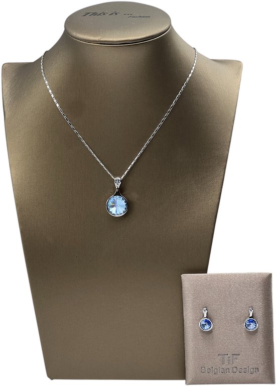 TIF - Bijoux - Parure pour femme - Collier - Boucles d’oreilles - Argent - 45 cm