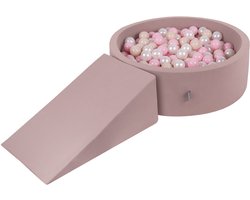 KiddyMoon Speeltuin PPZP-OK30D-112 met ballen heide: pastelbeige-powderroze-parelmoer zwembad 200, wig