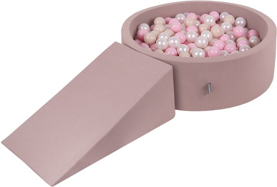 KiddyMoon Speeltuin PPZP-OK30D-112 met ballen heide: pastelbeige-powderroze-parelmoer zwembad 200, wig