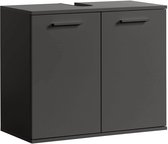 SoBuy Waschbeckenunterschrank Badschrank mit 2 Lamellentüren 60x58x35cm Grau FRG