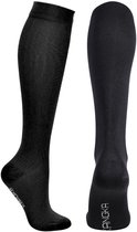 KANGKA® Compressiekousen 20-30 mmHg maat 41-45 (L) - Steunkousen Vliegtuig - Compressie sokken voor Hardlopen Wandelen - Unisex - Zwart