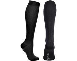KANGKA® Compressiekousen 20-30 mmHg maat 41-45 (L) - Steunkousen Vliegtuig - Compressie sokken voor Hardlopen Wandelen - Unisex - Zwart