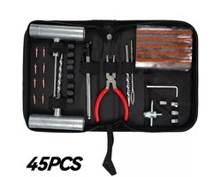 Bandenreparatieset - Tubeless banden plugset - Voor auto SUV motorfiets - Handige noodreparatiekit - Voor chauffeurs - Zwart/rood - 45-delig - 1 set