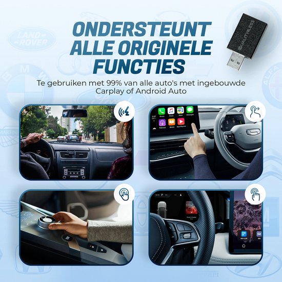 Quality4Less™ -Mini 2 in 1 Dongle - Draadloos verbinden met Android Auto en Apple Carplay - Zwart - 2025 Model van Quality4Less — afbeelding 4