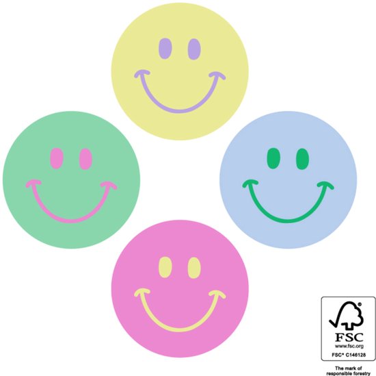 Sluitsticker Sticker – Smiley – 4 assorti - Groen - Blauw - Fuchsia ...