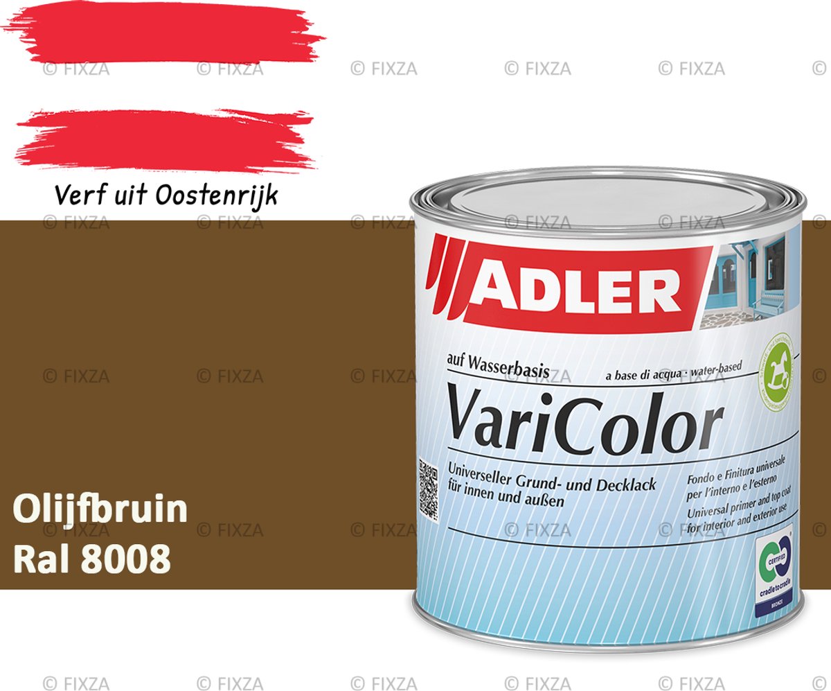 ADLER Varicolor Lakverf RAL 8008 – Olijfbruin 375 ml – 2-in-1 Houtverf, Metaalverf en Kunststof Lak voor Binnen & Buiten