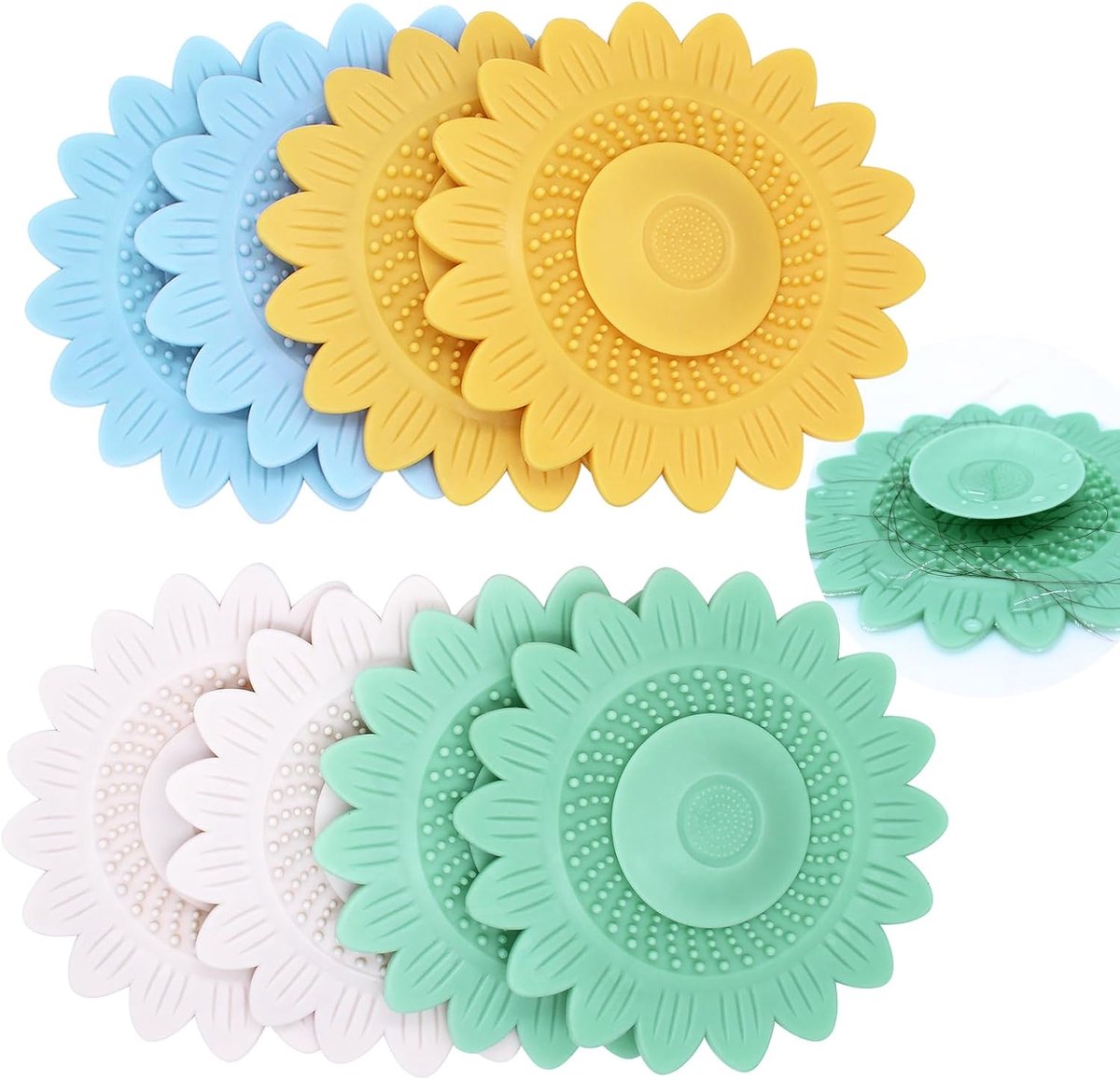 Ibenzoa® Compleet Set van 8 Universele Afvoerstops voor Keuken en Badkamer - Siliconen en Haarzeef