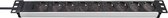 Brennenstuhl Alu-Line 19" stekkerdoos 9-voudig - stekkerdoos van hoogwaardig aluminium (2m kabel) zilver/zwart