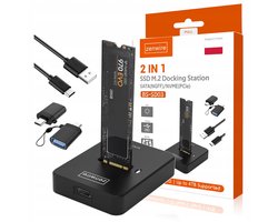 Zenwire Schijfbehuizing BS-SD03 - Hardeschijfbehuizingen M.2 SSD docking station - Adapter M.2 2in1 SATA NGFF PCIe NVME - USB type C 3.1 - USB 3.0 10GB/s - Hardeschijf Behuizing - M.2 SSD Behuizing- Pocket PCIe M.2 schijf - 2230/2242/2260/2280