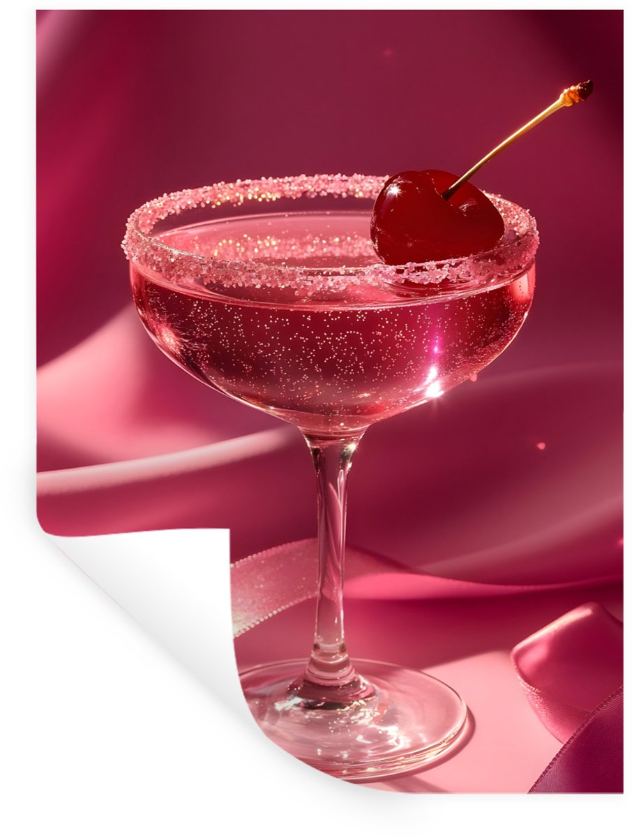 Muurstickers - Sticker Folie - Cocktail - Pink - Luxe - 60x80 cm - Plakfolie - Muursticker