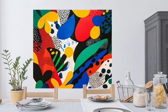 Stickers muraux - Feuille autocollante - Abstrait - Plantes - Formes - Coloré - 120x120 cm - Film adhésif - Stickers muraux chambre d'enfant - Papier peint autocollant XXL - Papier peint autocollant - Feuille autocollante