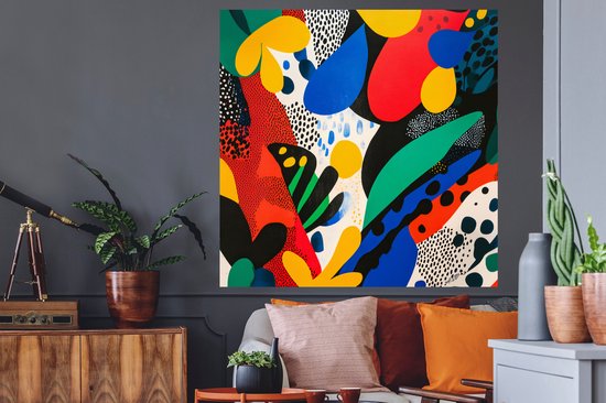 Stickers muraux - Feuille autocollante - Abstrait - Plantes - Formes - Coloré - 120x120 cm - Film adhésif - Stickers muraux chambre d'enfant - Papier peint autocollant XXL - Papier peint autocollant - Feuille autocollante
