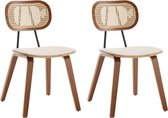 Imperatoris - Set de 2 Chaises de salle à manger - Chaises de salle à manger avec dossier et Pieds en bois - Chaises de cuisine en Cuir - Chaises de table à manger ergonomiques - Beige