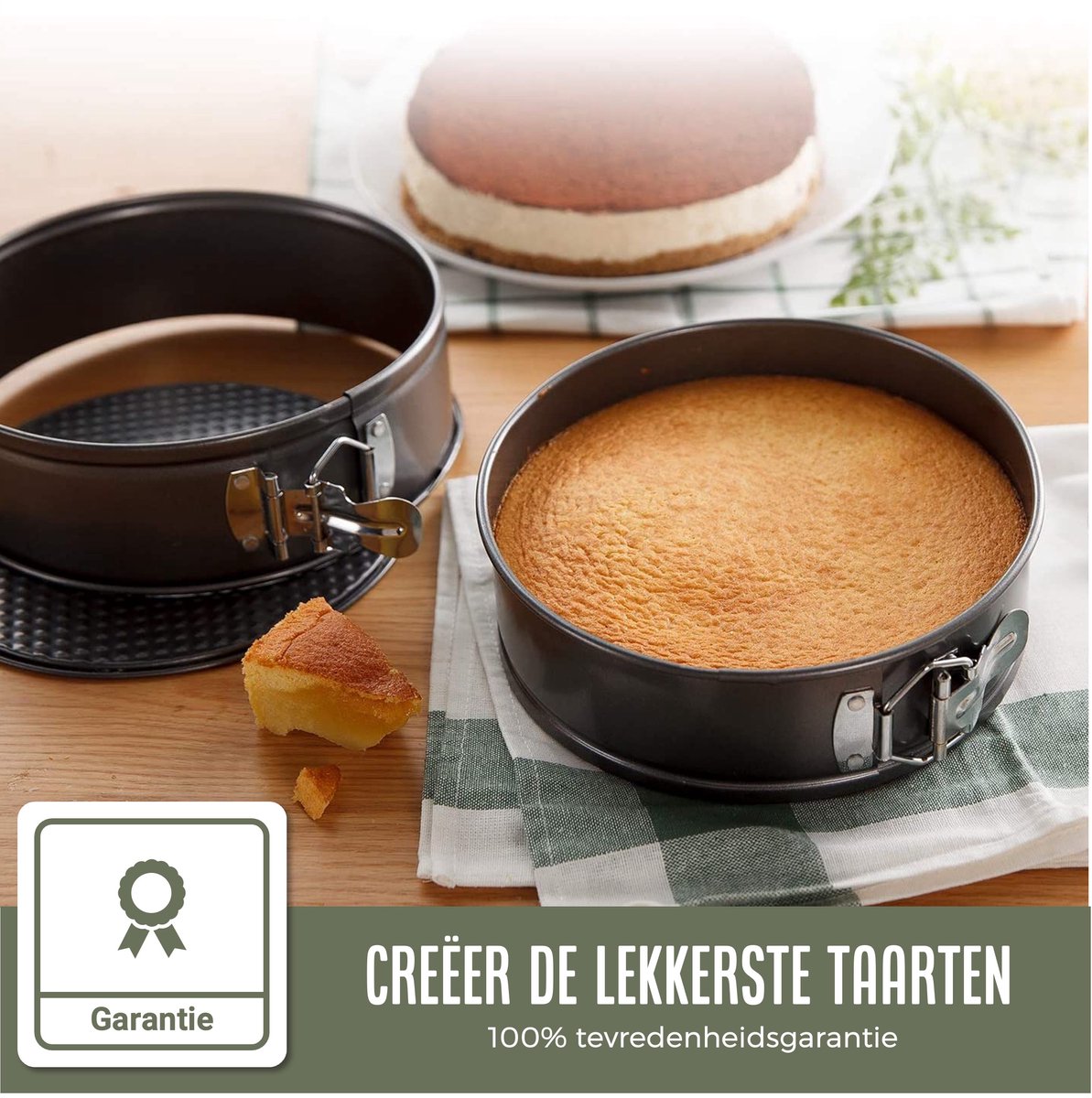 COOCK 4-delig Ronde Springvorm Set - Bakblik Rond - Taartvorm - Bakvorm met Anti Aanbaklaag - 16 tot 28cm - Incl Deegschraper – foto 5