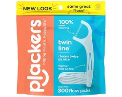 Plackers - Twin-Line Flossers – Dubbele Flosdraad met Munt – 300 Stuks