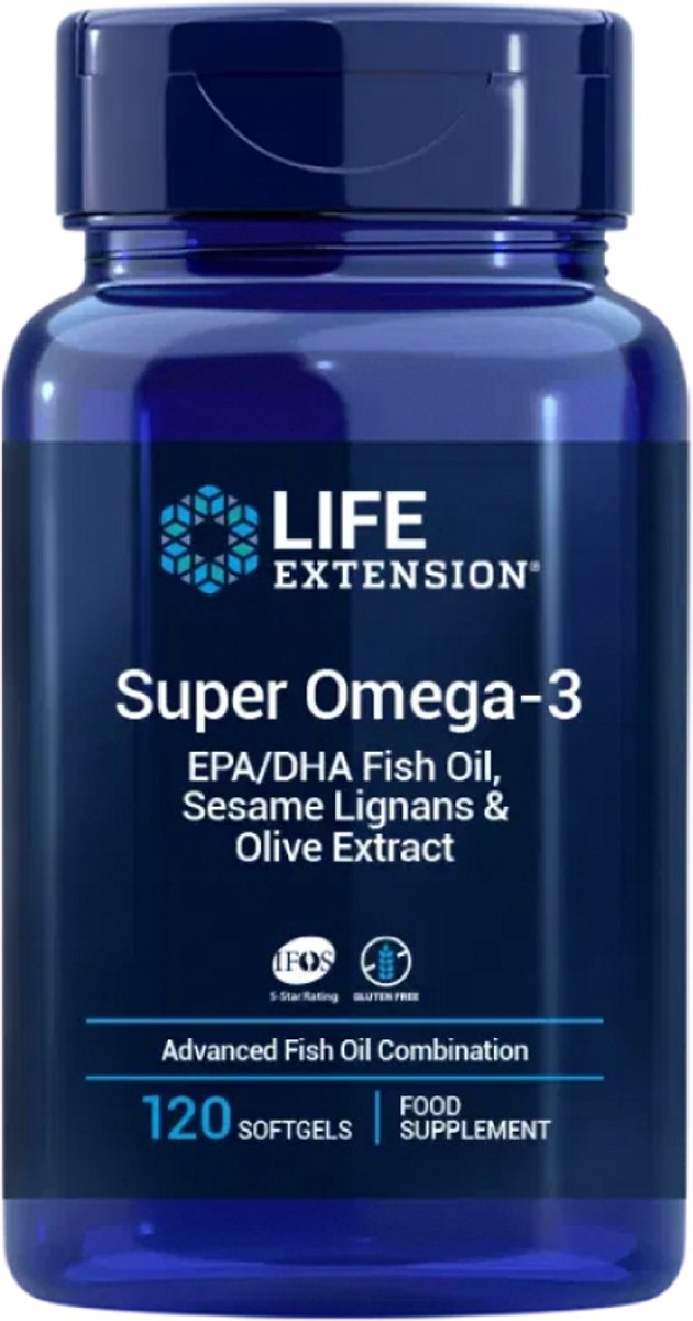Life Extension - Super Omega-3 EPA/DHA met Sesam Lignans & Olijf Fruit Extract - 120 gelcapsules - Visolie - Voedingssupplement
