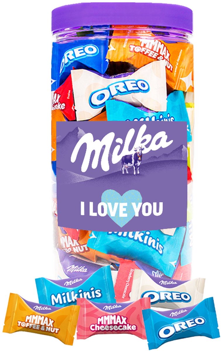 Milka Favourites chocolademix "I love you" - 5 smaken - liefdescadeau - valentijnscadeau - 500g