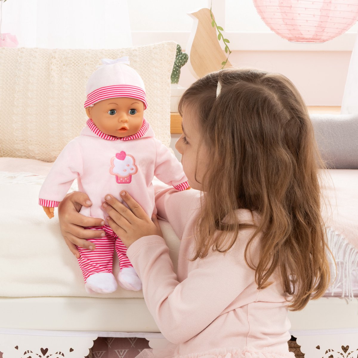 Bayer Design - Babypop First Words Baby 38 cm in roze — afbeelding 4