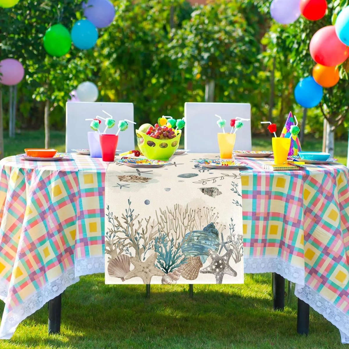 Ibenzoa® Decoratief Textiel Tafelkleed met Zee Thema - 180 x 40 cm - Multifunctioneel