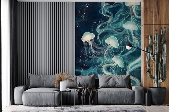 Behang - Fotobehang Kwallen - Zee - Wit - Golven - Breedte 200 cm x hoogte 300 cm