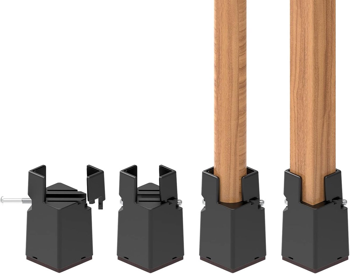 Ibenzoa® Duurzame Verhogingssets voor Stoelen en Bedden - Zwart, Set van 4