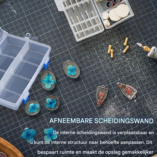 Qualsen Opbergdoos met compartimenten, Plastic Organizer Box met deksels, kralenorganizerdozen met verstelbare scheidingswand, ambachtelijke opbergdoos voor sieraden kralen kleine accessoires (15