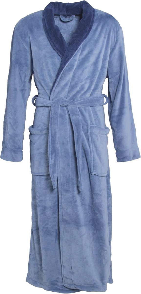 Badjas voor Dames en Heren - Microvezel Coral Fleece Sauna Jas - Donkerblauw