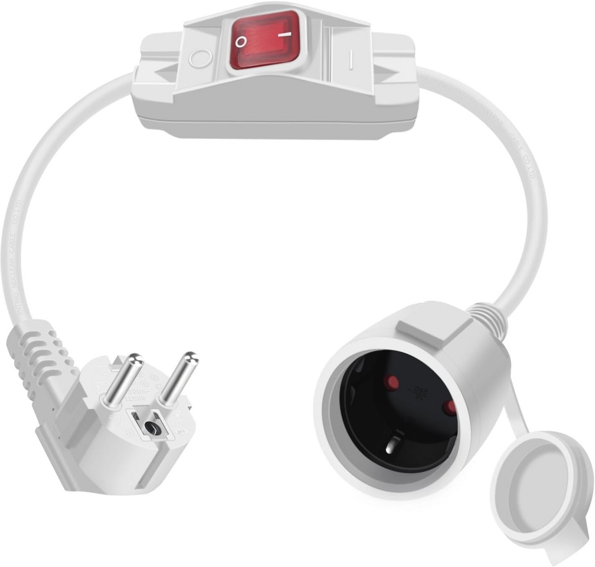Verlengkabel 16A 250V - Korte IP44 Schuko met Schakelaar voor Binnen en Buiten - Veilig en Duurzaam