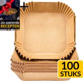 Beyeza Airfryer XL en XXL Bakpapier - Vierkant - 100 Stuks - Airfryer Accessoires - Wegwerpbakjes - Papier Bakjes - 20 tot 23 cm