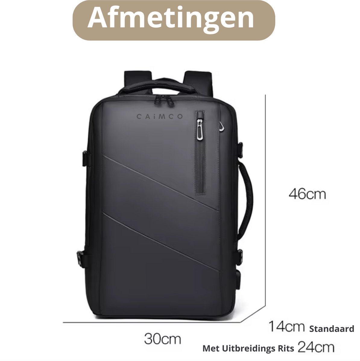 Caimco Nexus Rugzak met USB Oplaadpoort & Laptopvak – Uitbreidbare Waterafstotende Backpack – 15.6 inch Laptop Rugtas voor School, Werk & Reizen – Roze – foto 7