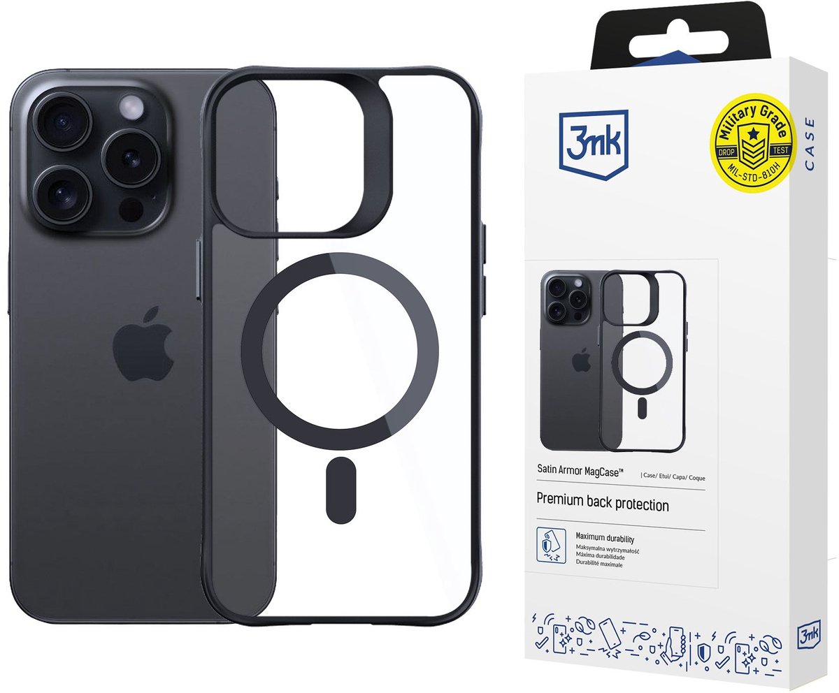 Hoesje voor Apple iPhone 15 Pro- 3mk Satin Armor MagCase