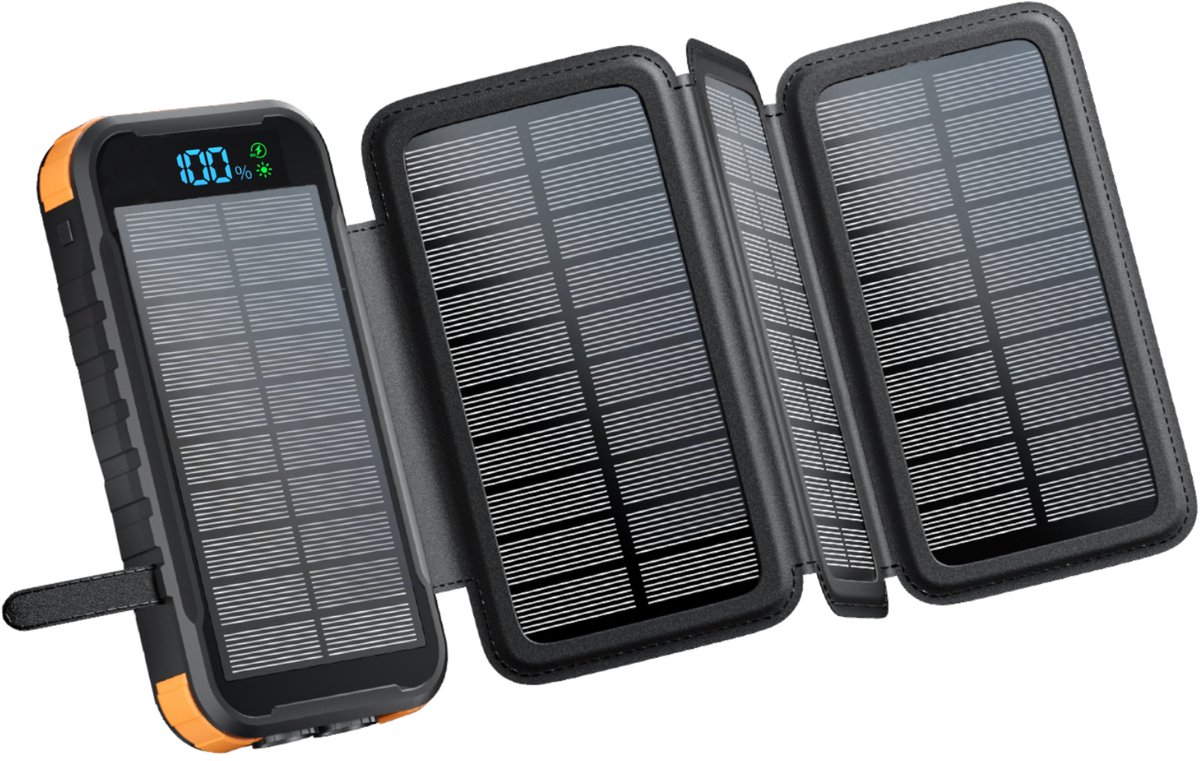Sounix Solar Powerbank 20.000 mAh met Zaklamp en Snellader - Product - €44,95