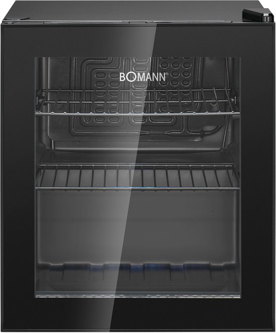 Drankenkoelkast 46L Bomann KSG 7291 Minibar met glazen deur, 2 schappen, stil 42dB, energiezuinig