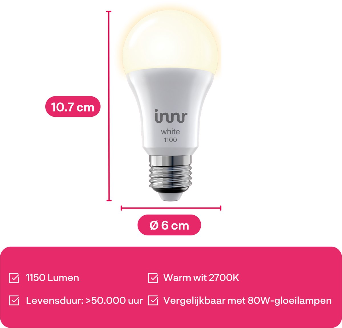 Innr smart E27 LED lamp - geschikt voor Philips Hue - Zigbee bulb - warmwit licht - slimme lamp - dimbaar - 1150 lumen - 4 pack – foto 4