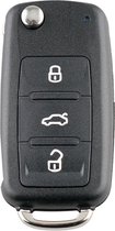Autosleutelbehuizing geschikt voor Volkswagen Golf 6 Polo 6R Up - 3 knops - klapsleutel met sleutelbaard