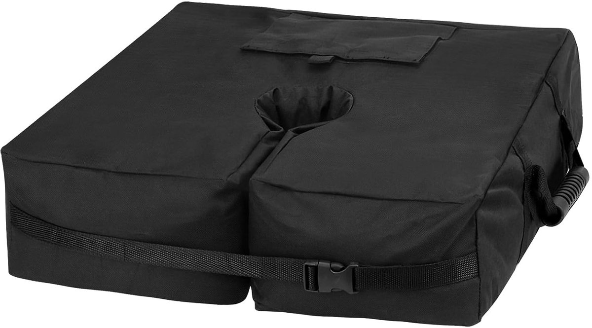 Gewichtzak - Zonneschermvoet - 900D Polyester - Ø 76-88 mm - Parasolvoeten - Paviljoengewichten - Parasolvoet Vulbaar met Zand - Parasol Voetgewicht Zak - Zandzakken - 46*46*15 cm - Voor het verstevigen van je zonnescherm - Zwart