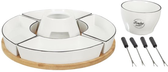 Cook Concept Chocolade of kaas fondue - met 4 vorken - wit - keramiek - voor 4 personen van cook-concept — afbeelding 4