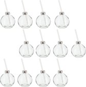 Dekohelden24 Lot de 2 Boules de Noël en Verre Transparent avec Paille - avec décoration de Noël - Dimensions (L x l x H) : 10 x 10 x 20 cm - Capacité : 220 ML