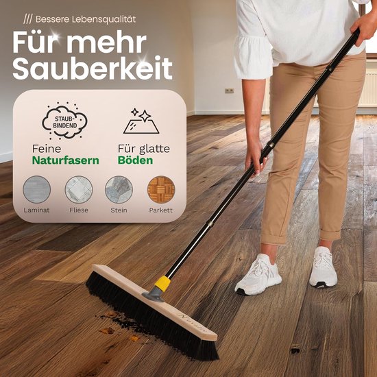 Zachte bezem 60cm met steel - Hygiënisch borstelwerk - schoonmaakproducten