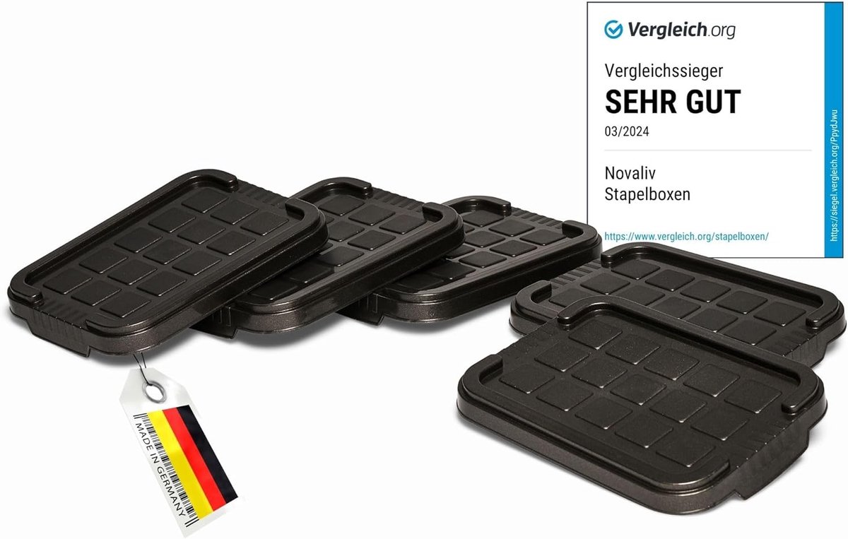 Novaliv 5x vervangingsdeksels 2 liter met clipsluiting 19x14 cm antraciet