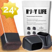Verpakking met 24 stoelpootdoppen met vilt, tekst '24x N'JOY LIFE Stoelpootdoppen Rechthoekig'.